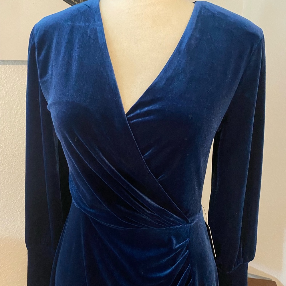 Express Blue Velvet Mini Dress